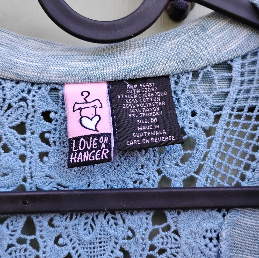 Love on a Hanger Blue Open Front Cardigan with Ruffled Sleeves - Picture 3 of 10